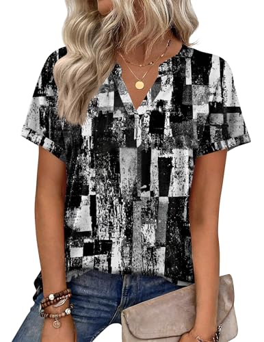 Image of Zeagoo Womens Tops Short Sleeve Summer V Neck Shirts Work Blouses Business Outfits Fashion Clothing