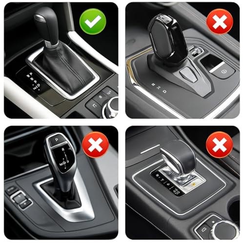 Image of DETACHI Car Gear Knob Cover Premium PU Leather Grey Non Slip Waterproof Gear Shift Protector Universal Fit for Cars SUVs Trucks Durable Diamond Design Handbrake Cover Stylish Car Interior Accessory