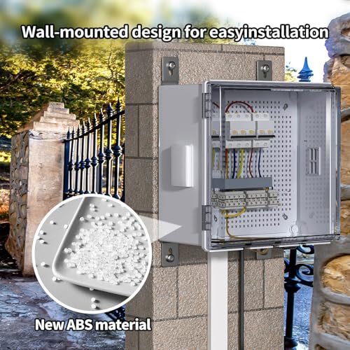Image of ABS Electrical Junction Box, Ventilated Design, Cable Grommets, IP65 Waterproof Enclosure, Indoor /Outdoor Use with Mounting Panel. (Clear Cover, 11.9 inchx11.9 inchx7 inch)