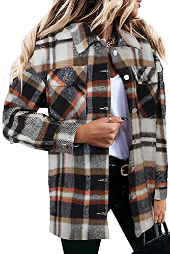 Image of Magritta Womens Shirts Button Down Long Sleeve Collared V Neck Oversized Blouses Tops with Pockets