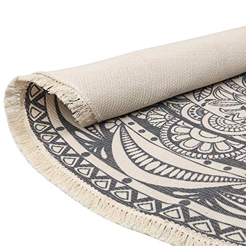 HEBE Boho Round Rugs Washable Non Slip Round Area Rug Throw Soft Cute Round Nursery Rug Soft Fluffy Bathroom Rug Circle Rug for Bedroom Dorm Kids Room Nursery - Image 2