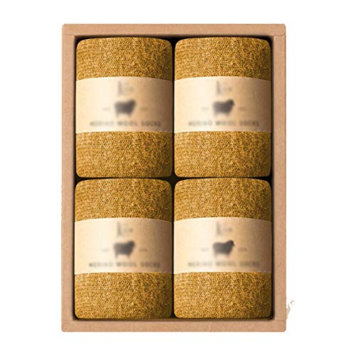 QYXJJ 4 Pairs Women Heavyweight Thick Wool Socks - Soft Warm Comfort Winter Crew Socks Thermal Classic Chunky Knit Socks Multicolor One Size (Color : 5)