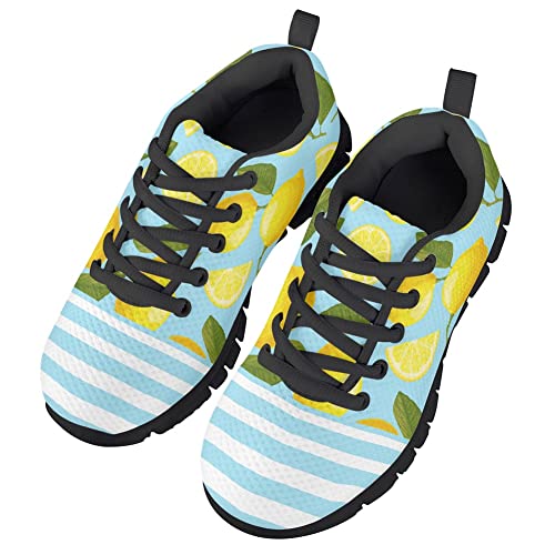AmzPrint Pineapple Print Unisex-Child Mesh Comfy Tennis Walking Shoes Lace Up Low-Top Little Girls Running Shoes Size 1 Green