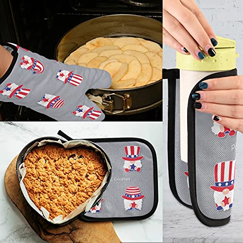 Exnundod 4Th Of July Pot Holders And Oven Mitts Set Patriotic Gnomes American Flag Memorial Day Hot Pads Potholders For Kitchen Cooking Bbq Baking Bakeware #TOP4