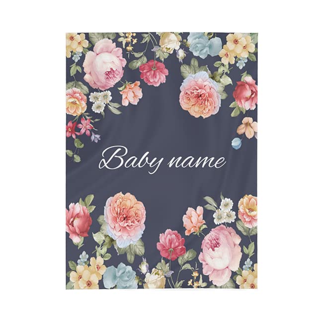 Custom Personalized Baby Girl Blanket Customize Baby Girl Blankets with Names Soft Cute Throw Swaddle for Newborn Floral Baby Blanket with Name 40