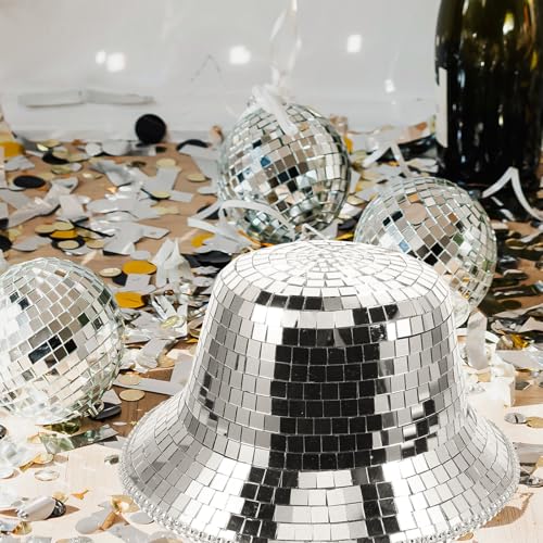 Chapeau bob disco argenté réfléchissant ibasenice pour femmes
