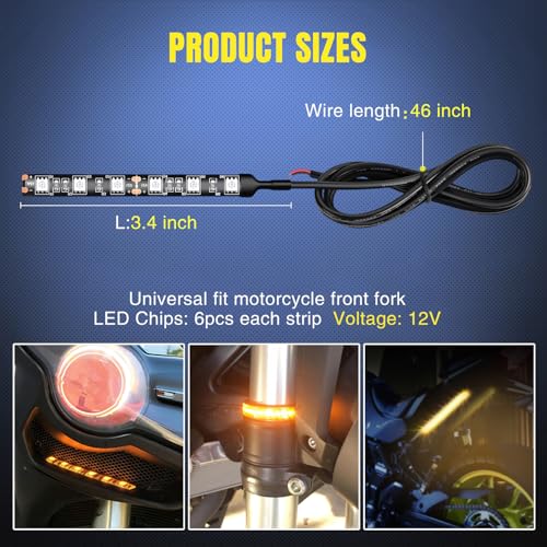 Image of Nilight 2PCS 6-5050-SMD Waterproof Flexible Turn Signal Backup License Plate Universal Amber Lights Strip Universal for Motorcycle ATV UTV, 2 Years Warranty