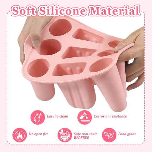 Ice Lolly Moulds 9 Pieces Ice Cream Moulds, Homemade Popsicle Molds, BPA Free Silicone Ice Pop Maker, with 100 Sticks, 100 Bags, 100 Sticks, Funnel, Brush - Image 4