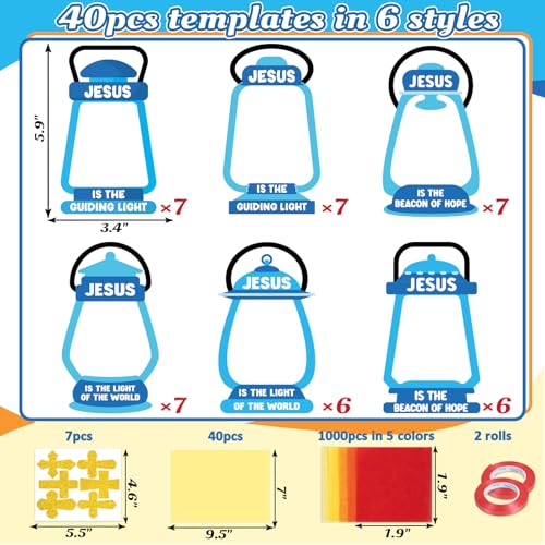 40PCS Sunday School VBS Crafts Bulk: Paper Oil-Lamp Nativity Suncatchers,Jesus Religious Christian Classroom Camping Activity DIY Kits Gifts Church Decorations,Window Stained Glass Effect Art Supplies by Renbuzhu - Used condition - Image 4