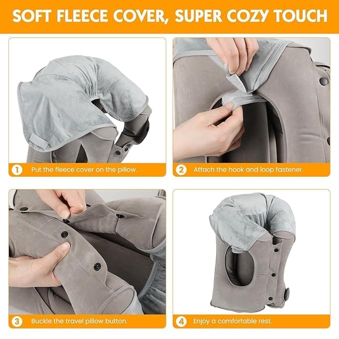 CloudBliss Inflatable Travel Neck Pillow for Airplane – Ergonomic Support to Relieve Neck & Shoulder Pain | Portable, Quick-Inflate & Deflate | Ideal for Airplane, Car, Office & Home Use 3