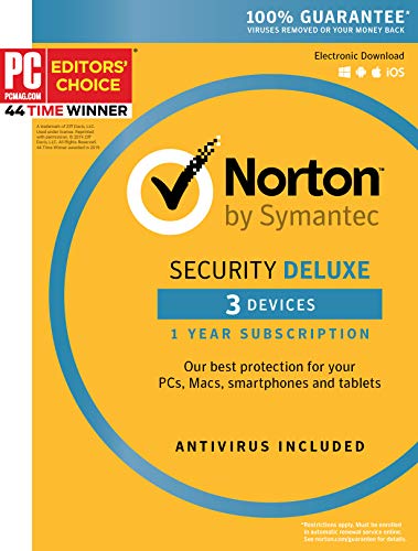 Symantec Norton Security Deluxe – 3 Devices – 1 Year Subscription [PC/Mac/Mobile Key
