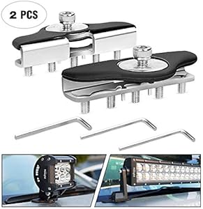 Nilight 90025B Led Light Bar Mounting Brackets 2pcs Universal Hood Led Work Light led Pods Mount Bracket Clamp Holder for SUV Truck Off Road Installed No Need Drilling, 2 Years Warranty
