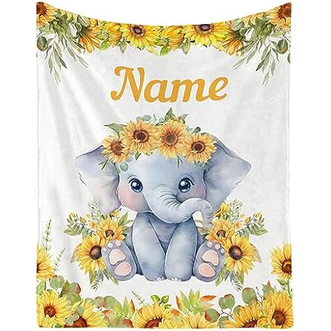 OMIRI Custom Elephant Sunflower Blanket Cover