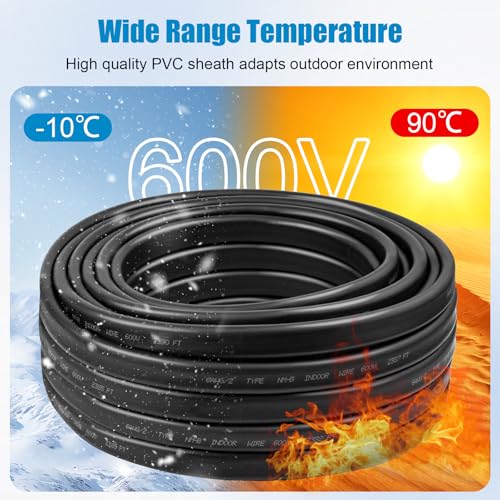 Image of 6 /2 Wire with Ground - 10FT 6 Gauge NM-B Non-Metallic Sheathed Cable 100% Pure Copper 6 AWG 2 Conductor Residential Indoor Wire for Outlets, Switches, Other Loads and Lighting Wiring Projects etc.