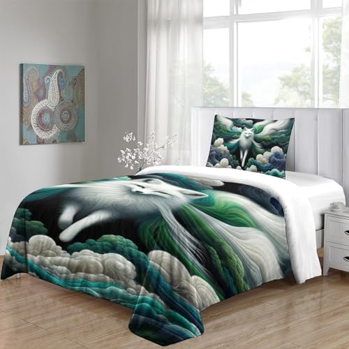 Housse de couette renard 3D en microfibre douce avec fermeture éclair invisible 135x200cm - 5