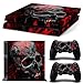 Gam3Gear Vinyl Sticker Pattern Decals Skin for PS4 Console & Controller (NOT for PS4 Slim / PS4 Pro) - Black Red Skull