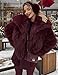 Yimoon Womens Faux Fur Coat Lapel Open Front Fluffy Shaggy Jacket Winter Warm Furry Overcoat(WineRed-S)