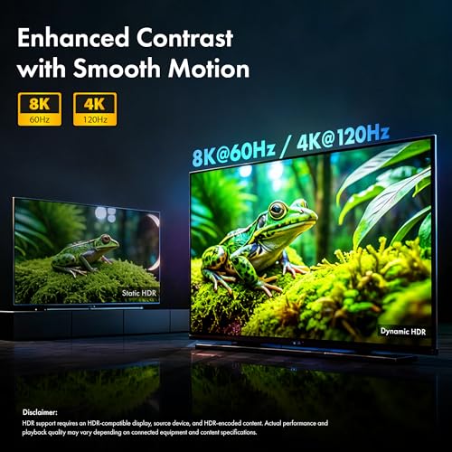 Image of HDMI Cable V2.1 with Ethernet,Wozoyo 8k@60Hz,4K@120Hz UHD Resolution,2 Mtr braided, 48 Gbps transmission Ultra high Speed,HDR /HDR10 /Dolby Vision,Dolby Atmos and DTS:X,Compatible with all HDMI Devices