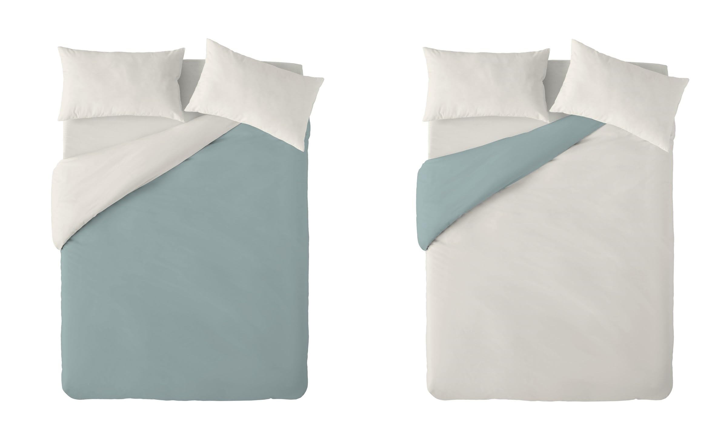 Textilhome – Funda Nórdica Cama 180 Liso - Microfibra Juego Edredón Nórdico (260x240 cm) con 2 Fundas de Almohada (70x40 cm), Tejido Suave, Transpirable y Lavable – Color Aguamarina/Marfil OEKO-TEX STANDARD 100