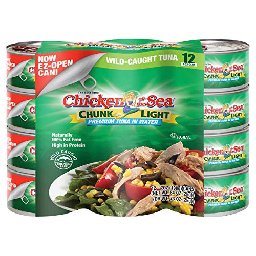 12-count -Chicken of the Sea Chunk Light Premium Tuna in Water, 7 oz, 12-count (Easy EZ-Open Can)