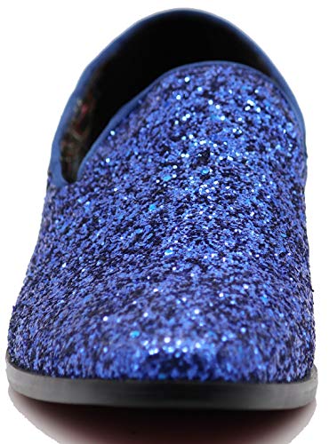 Image of SPK04 Men's Vintage Glitter Dress Loafers Slip On Shoes Classic Tuxedo Dress Shoes