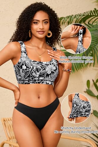 Image of Women Sport Bra Swimsuit Top - Swim Bra Bikini Top Only Scoop Neck Bathing Top 2025 Swimwear