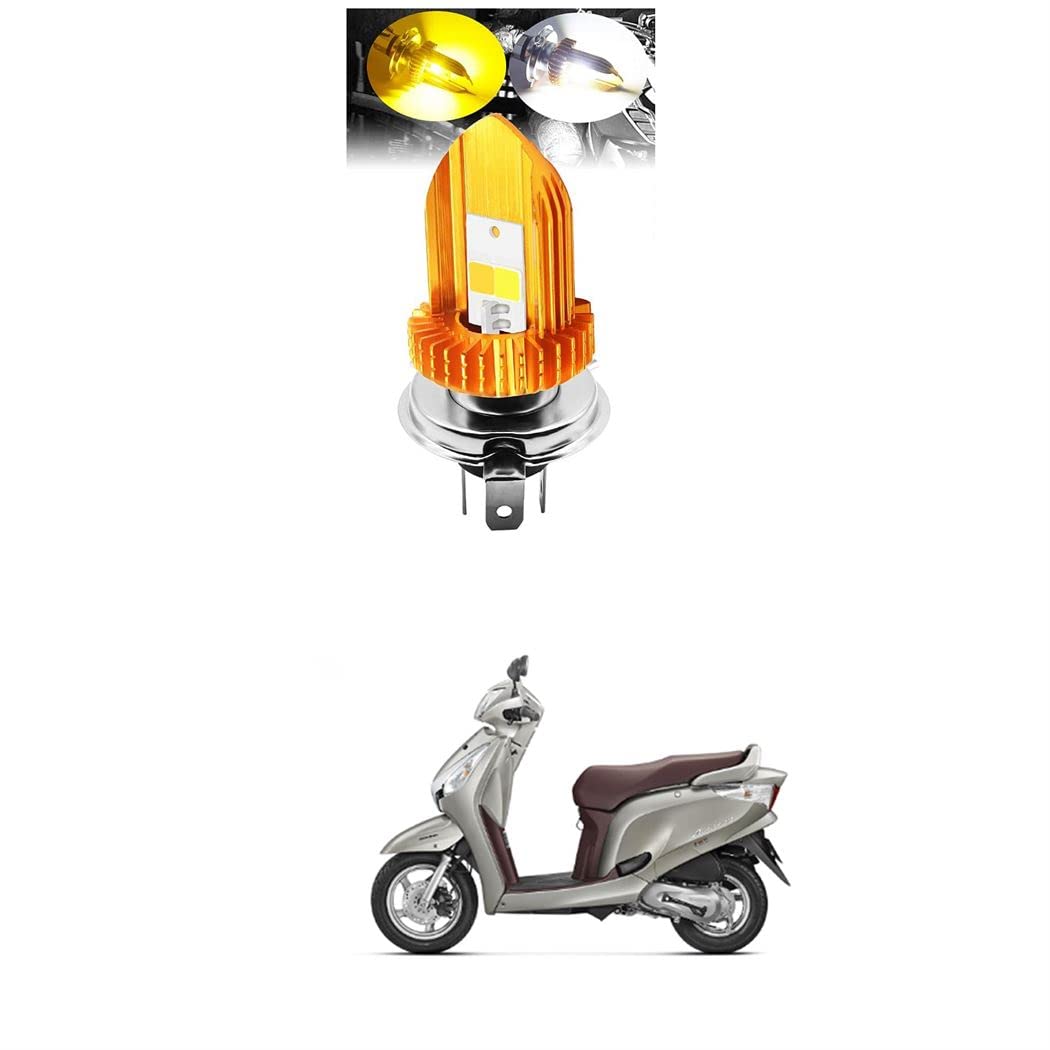 XZRTZ H4 LED Headlight Bulbs,Double Color White/Hi Beam Amber/Lo BeamLED Headlight Bulb 1 x COB Chips 24 Watts Lamps Compatible With H-onda Aviator