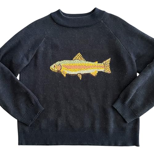 Mxiqqpltky Y2k Fish Sweater Women Casual Long Sleeve Crew Neck Loose Fit Pullover Knitwear Vintage Graphic Ribbed Knit Tops2