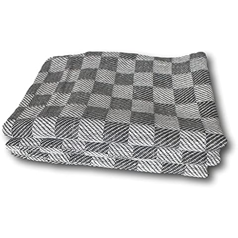 Pack of 3 Luxury Grey Checked Soft Kitchen Tea Towels, Absorbent and Durable Professional Grade Dish Cloths for Kitchen Catering Resturant, Black/Grey 50cm x 60cm Cover
