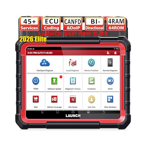 LAUNCH X431 PRO Elite OBD2 Diagnosegerät,ECU Online-Codierung & Bidirektional,Vollständige Systemdiagnose,45+Servicefunktionen,CANFD&DOIP,V.A.G. Guided Funktion,2 Jahren Update