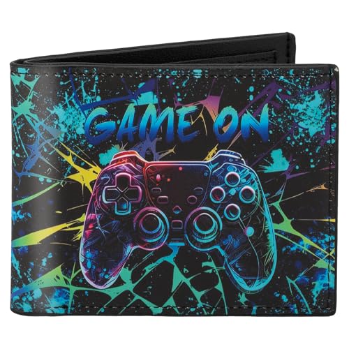 Fonwill Boys Wallet for Teens Cool Kids Wallet for Boys Ages 4-5-6-7-8-9-10-11-12-13-14-15-16 Leather Game Wallet with Coin Pocket ID Window for Teen Youth Guys Christmas Brithday Gifts