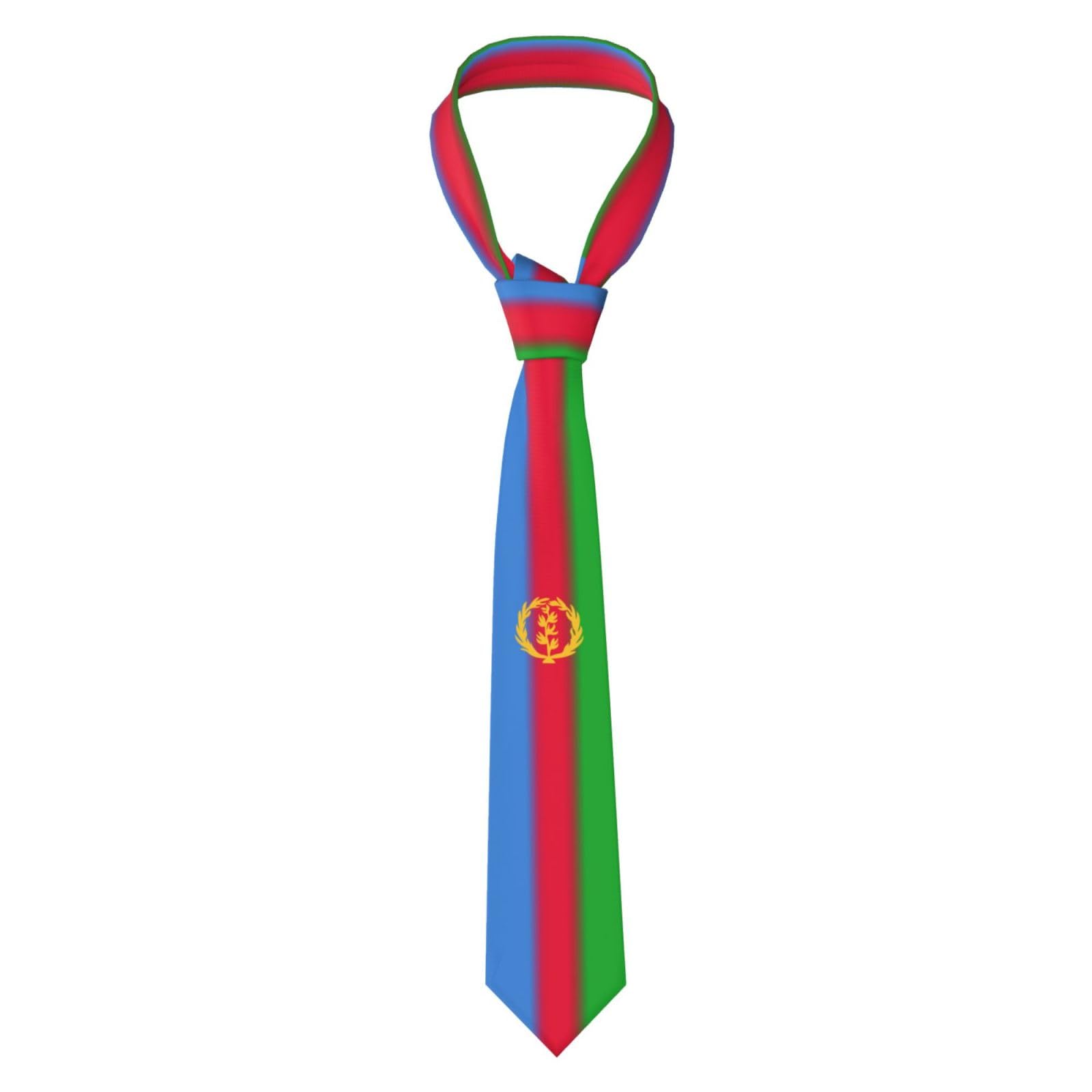 Peiyeety Men's Black Eritrea Flag Necktie Neck Ties Soft Gradient Color Neckties For Party Business