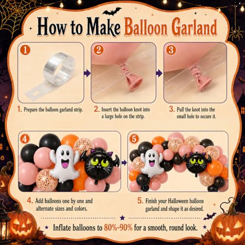Image of Halloween Balloon Arch Kit, Halloween Dusty Pink Orange Black BOO Balloons