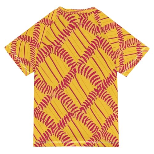 Boys Short Sleeve T-Shirts Baseball Stripe Red Rashguard Kids Swim Shirts Sun UPF 50+2