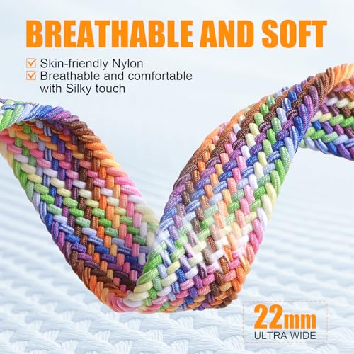 Magnetic Braided Stretchy Loop - Compatible with Apple Watch Band 42mm 46mm 40mm 41mm 44mm 45mm 38mm Ultra/2 49mm Women Men,Elastic Woven Fabric Nylon Strap for iWatch Ultra Series 10 9 8 7 6 5 4 3 SE - Image 4