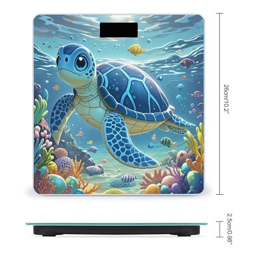 Báscula digital de baño con diseño tortuga azul miniatura 2