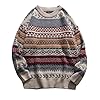 VDWIP Mens Knit Sweater Grandpa Vintage Knitted Sweaters Oversized Striped Spring Pullover Casual Long Sleeve Pullovers