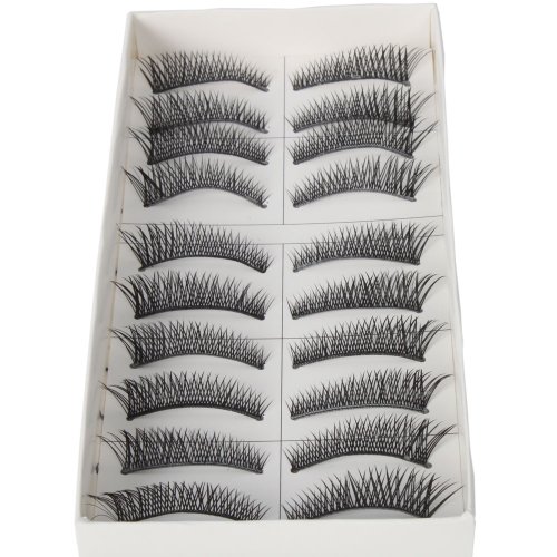 10 Pairs Black Long Thick Cross Style Reusable False Eyelashes Fake Eye Lash for Makeup Cosmetic by Nails gaga