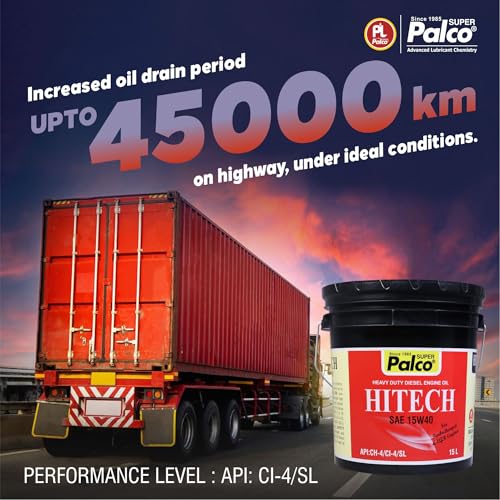 Image of PALCO HITECH 15W40 API: CI4 / SL Heavy Duty Diesel Engine Oil Synthetic Technology | Maximum Power & Superior Protection | For SUVs, MUVs & Crossovers | 15 Litres