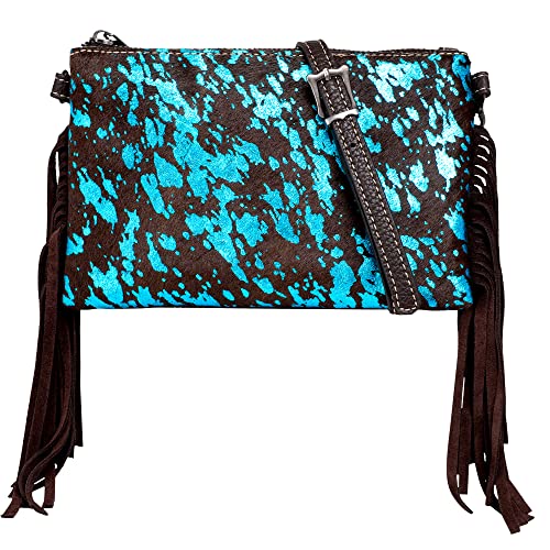 Montana West Fashionable Cowhide Hair-On Leather Wallet Purse Small Crossbody Cell Phone with Wrist Strap for Women MBB-RLH-026TQ