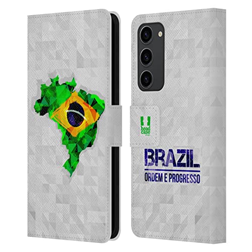 Carcasa de Cuero Tipo Libro para Samsung Galaxy S23+ 5G Head Case Designs Brasil Mapas Geométricos