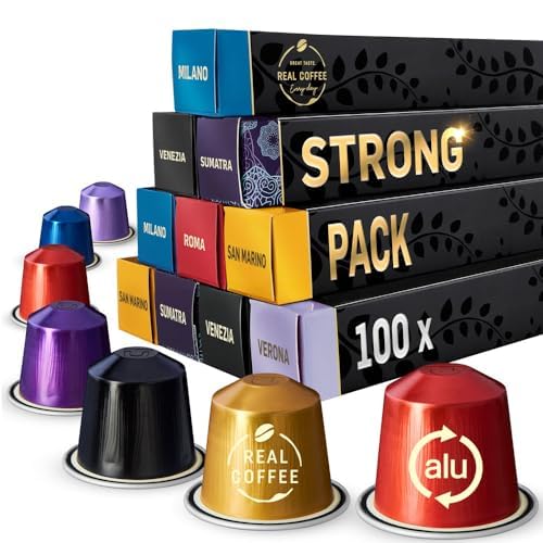 Strong Espresso Variety Pack for Nespresso 100 Bold Aluminum Pods 5 Intense Italian Flavors 100 Nespresso Compatible Pods