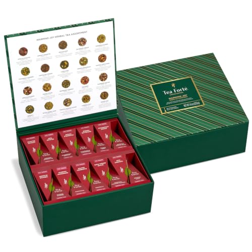Tea Forte Tea Sampler, 40 Pyramid Infuser Bags, Premium Tea Gift Set