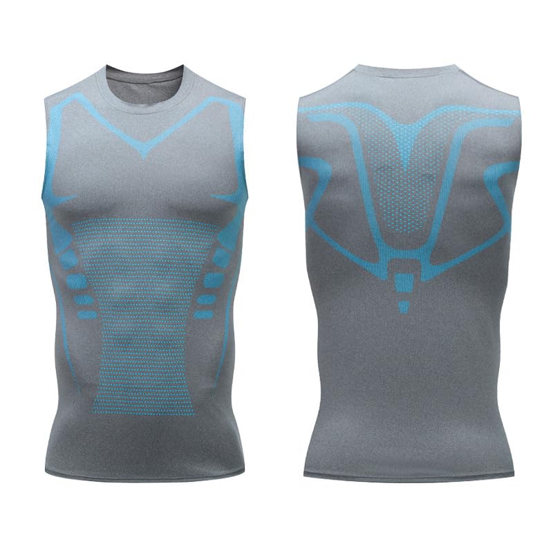 Chaleco de compresión adelgazante para hombre, camiseta interior sin mangas o capa base. Aspecto aerodinámico. Soporte muscular apretado. Piel invisible debajo de la parte superior