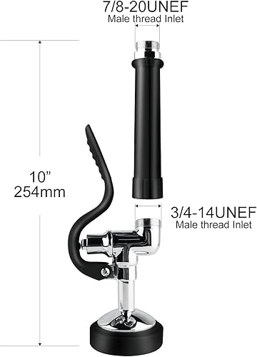 Miniatura 4 de Pulverizador de preenjuague para fregadero de repuesto para grifo de fregadero comercial pulido de alta presión, negro