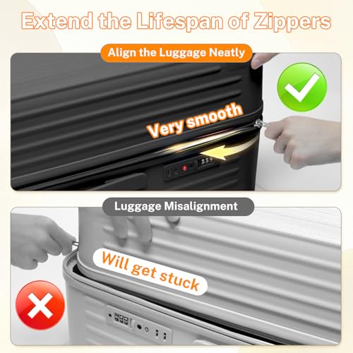 Krute Luggage with Spinner Double Wheels Suitcases with USB Port and Cup Holder TSA Lock PC+ABS Hardside Checked Luggage 28 Inch (Black)3