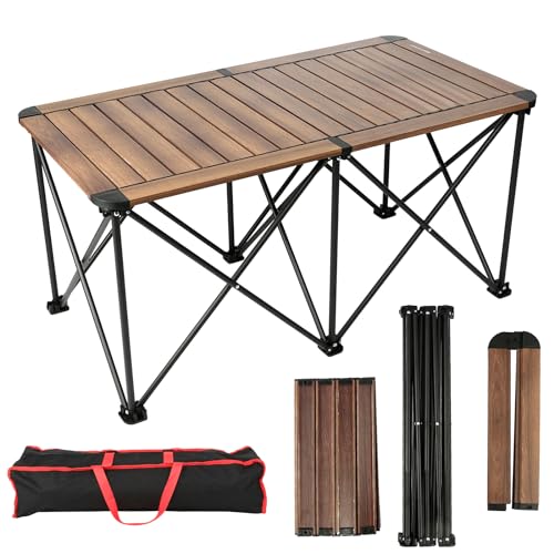 Whitsunday Outdoor Table 42.1 * 22.4inch Heavy-Duty Portable Camping Folding Dinner Table for Outdoor, Picnic, BBQ, Cooking - Dark Walnut