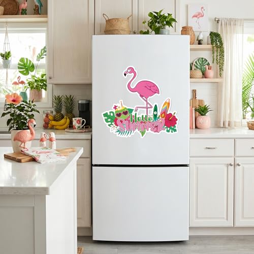 Imán decorativo grande flamenco rosa para refrigerador miniatura 3