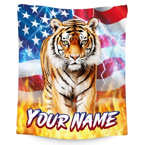 Personalized Blanket for Kids - Custom Tiger Gifts for Boys Adult - Cozy Lightweight Throw for Sofa & Bedroom Decor - 4 Sizes