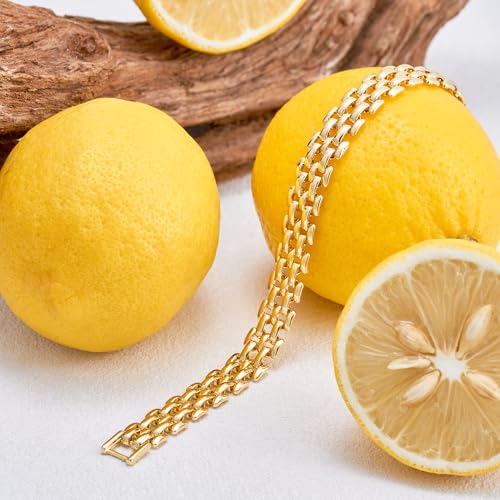 Watch Chain Bracelet for Women 18k Gold Plated Classic Cuban Link Bracelet Non-Tarnish Waterproof 7 inches Ideal Jewellery Gift for Girlfriend Mother4